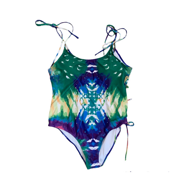 Shein One-piece Swimsuit Size 2XL Tie-dye Polyester Spandex Padded Green - Picture 1 of 13